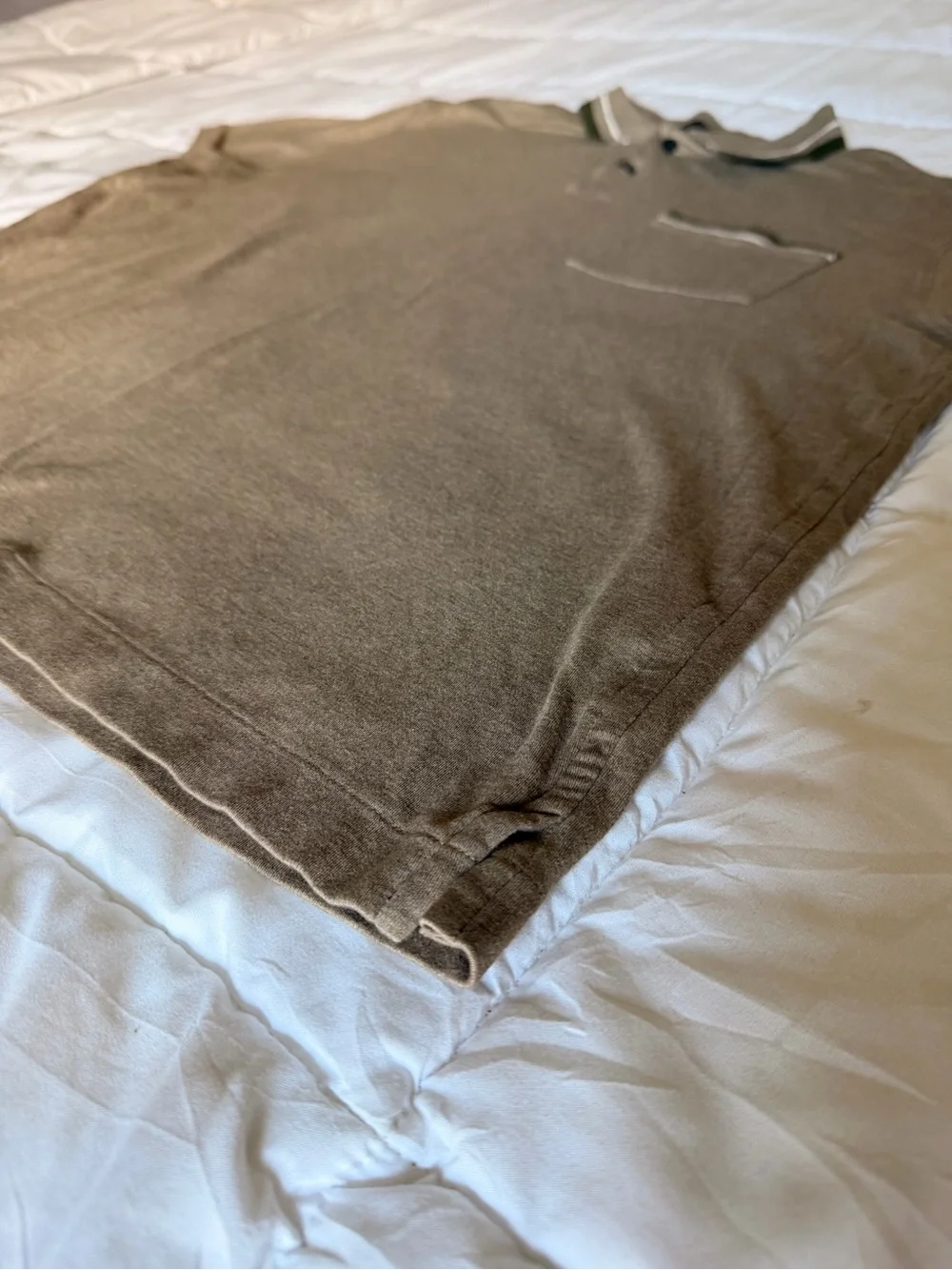 Banana Republic Men's Taupe Polo with Olive Trim